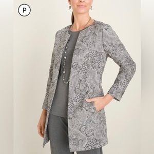 Chico’s Traveler’s Collection Gray Printed Jacket